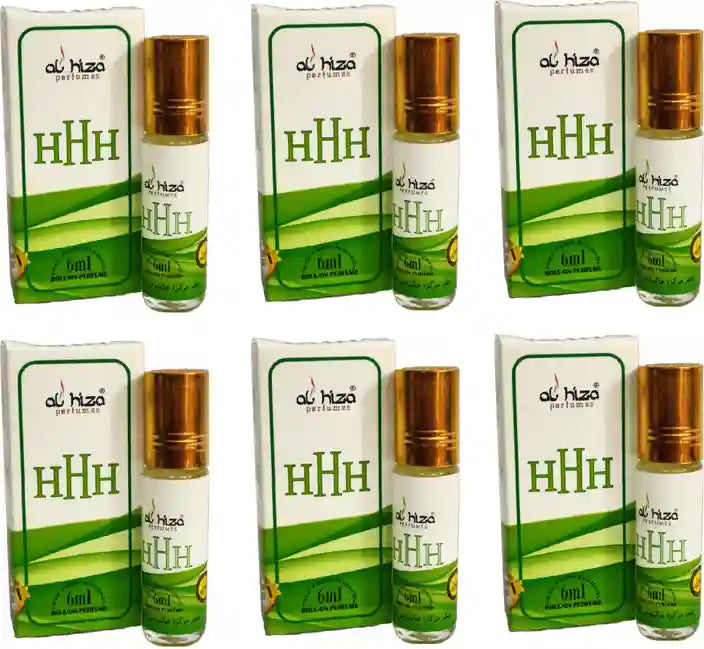 Al-Hiza HHH Attar - 6ml Roll On | Strong & Long Lasting Fragrance (Pack of 6)
