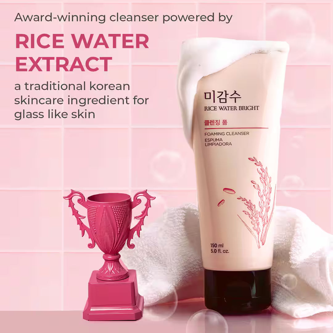The Face Shop Rice Water Bright Foaming Cleanser- Best Korean Face Wash for Glowing Skin (150 ml)