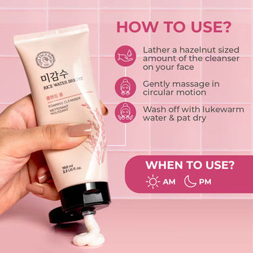 The Face Shop Rice Water Bright Foaming Cleanser- Best Korean Face Wash for Glowing Skin (150 ml)