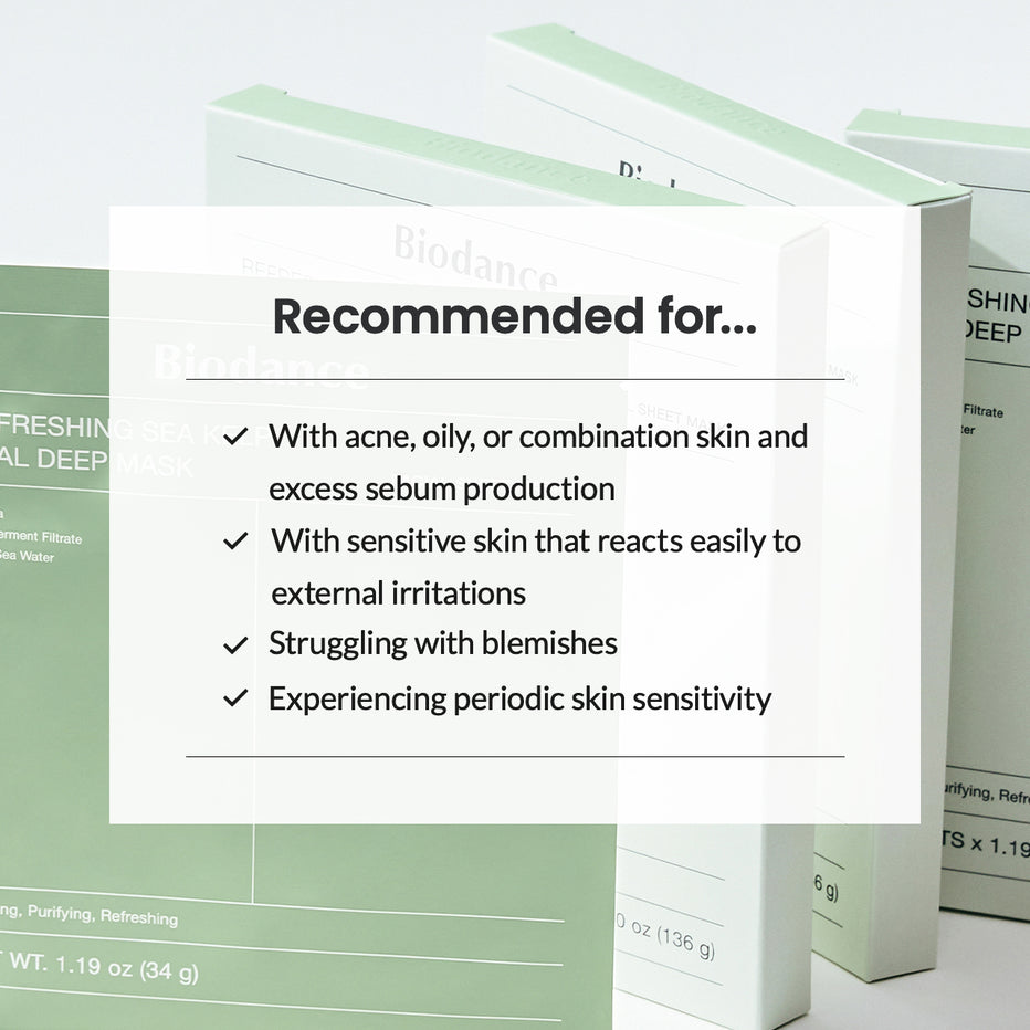 Biodance Refreshing Sea Kelp Real Deep Mask (4 Sheets) | Soothing Hydration Set